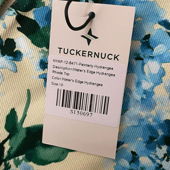 TUCKERNUCK Water's Edge Hydrangea Rhoda Tunic Top Size 10 Yellow Blue NEW Garden - Picture 3 of 14